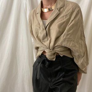 VTG Oversize Linen Pullover Tunic Top